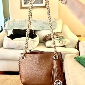 Pre Owned Michael Kor's Tassel Leather Shoulder Bag